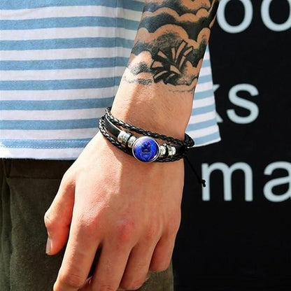 Men's Guardian Leather Bracelet – Adjustable Multi-Layer Handcrafted Band